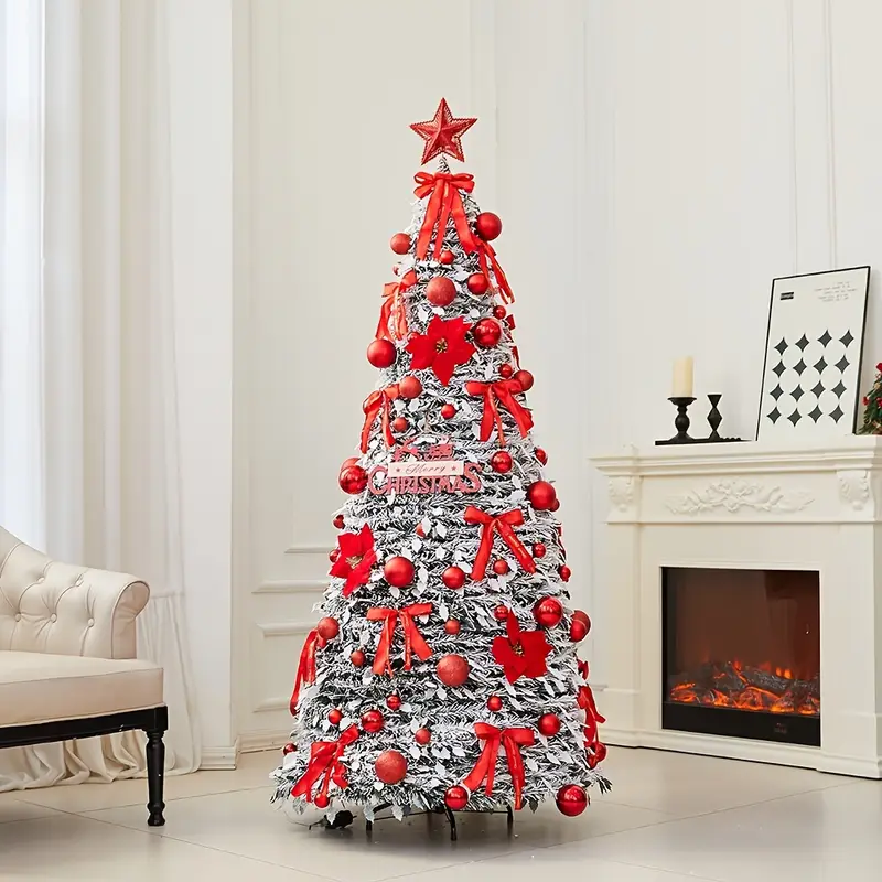 Albero di Natale Innevato Pieghevole – Senza Montaggio, Decorato e Pronto all’Uso 🎅🎅