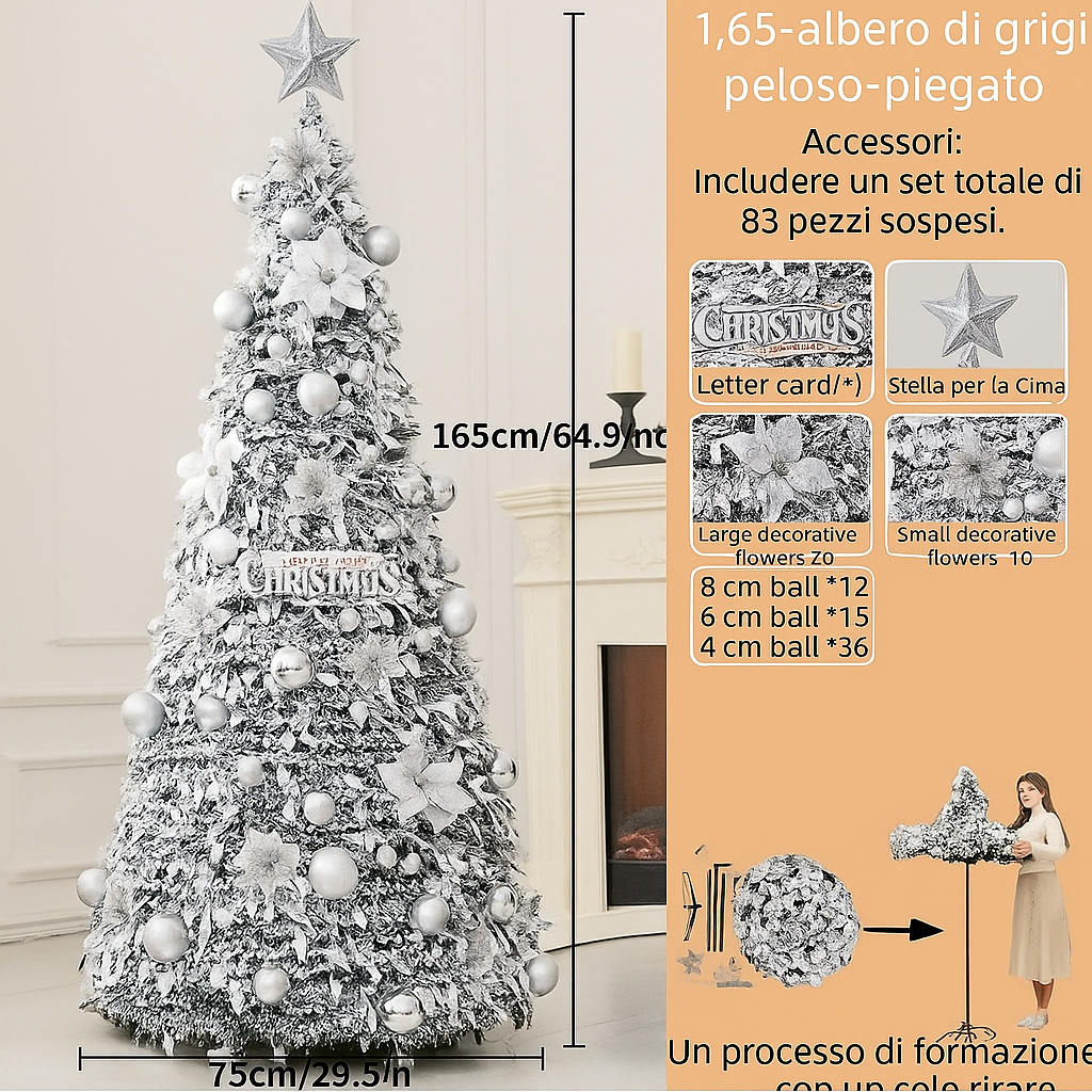 Albero di Natale Innevato Pieghevole – Senza Montaggio, Decorato e Pronto all’Uso 🎅🎅